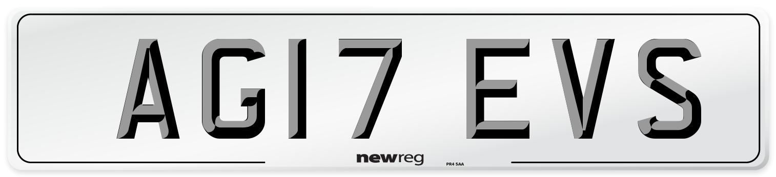 AG17 EVS Number Plate from New Reg